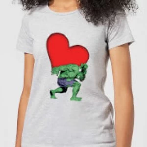 Marvel Comics Hulk Heart Womens T-Shirt - Grey - XXL