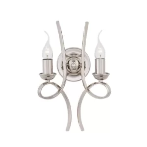 image of Penn 2 Light Indoor Twin Candle Wall Light Polished Nickel Plate, E14