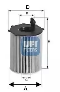 image of UFI 25.141.00 Oil Filter Oil Cartridge