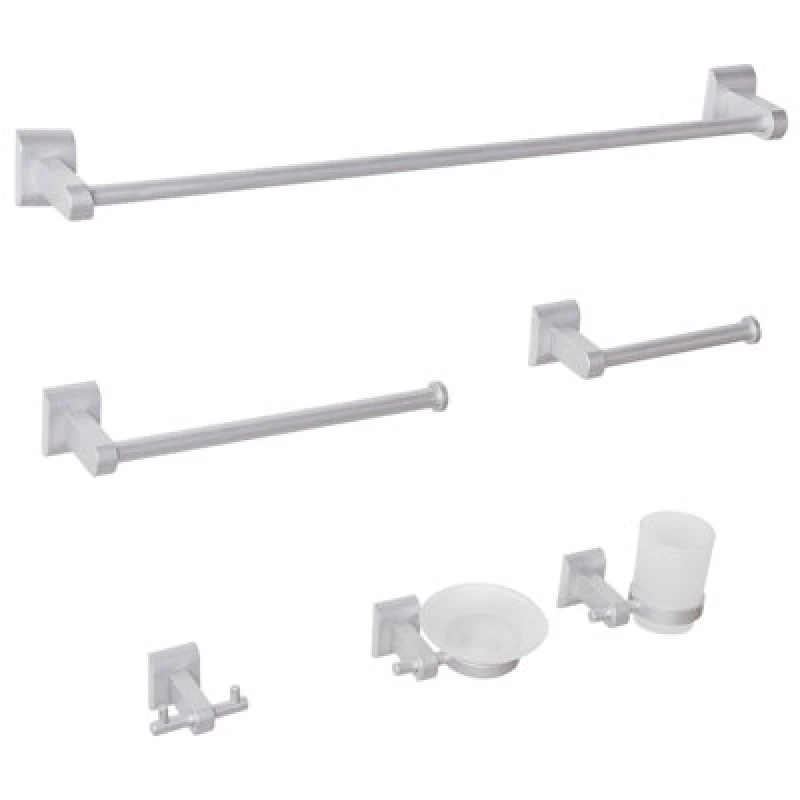 Image of Beliani 6 Piece Bathroom Hardware Set Talara With Towel Bars And Hooks Silver