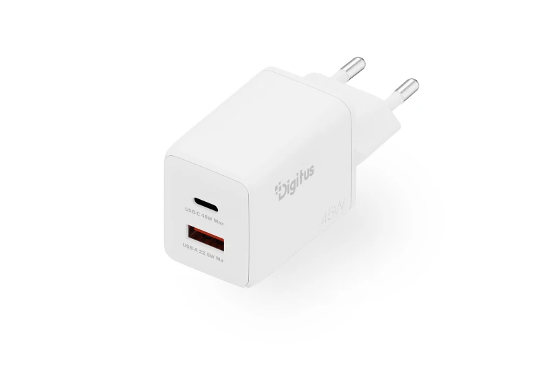 Image of Digitus USB GaN Charger 45W. 1x USB-C. 1x USB-A