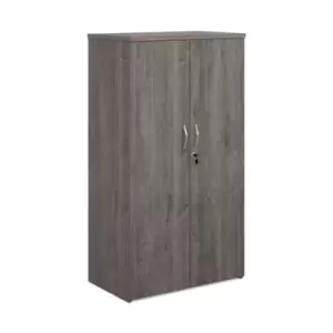 image of Universal double door cupboard 1440mm high with 3 shelves - grey oak