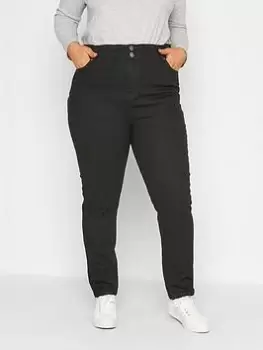 Image of Yours Black Elasticated Mom Jean, Black, Size 14, Women