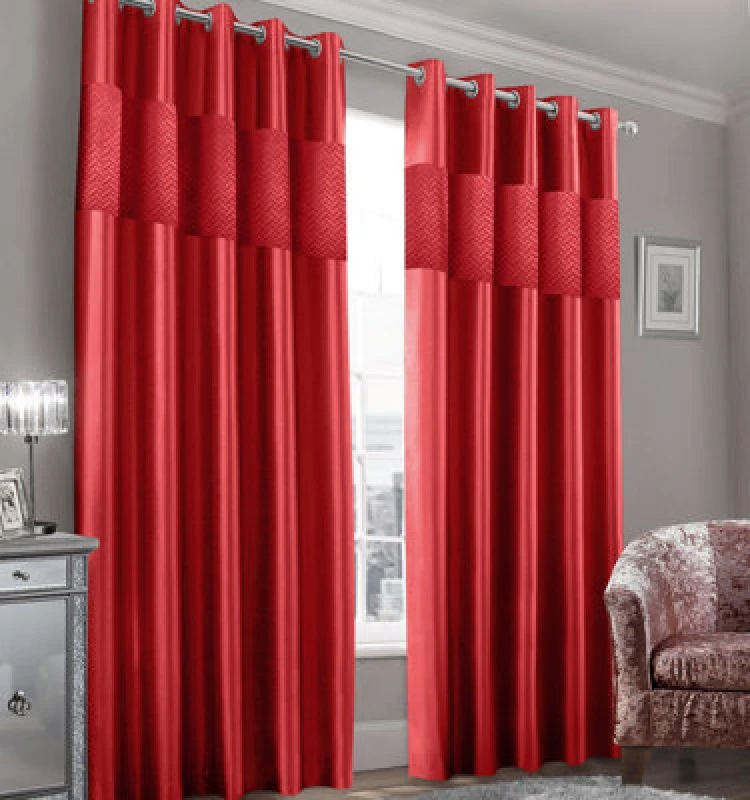 Image of Intimates Intimates Hartley Red Ringtop Curtains 168 x 229cm - Size: W 168 x D 229cm - Wilko Red