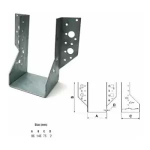 Image of Moderix - Jiffy Timber Joist Hangers Decking Lofts Roofing Zinc Packs - Size 86x146x75x2mm - Pack of 20
