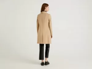 Image of Benetton, Coat With Lapel Collar, taglia 40, Beige, Women