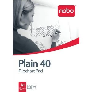 image of Nobo A1 70gm2 Perforated Plain Flipchart Pad 40 Sheets Pack of 5