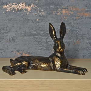 image of Bluebell Hare Bronze Effect Sculpture by Harriet Glen 22cm