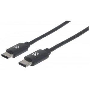 Image of Manhattan USB-C to USB-C Cable 3m Male to Male 480 Mbps (USB 2.0) Hi-Speed USB Black Lifetime Warranty Polybag