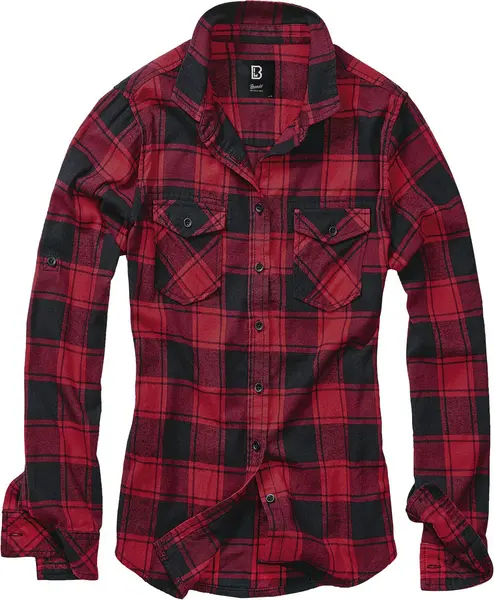 Image of Brandit Amy Flannel Checkshirt Flanel Shirt Black red 4XL Women
