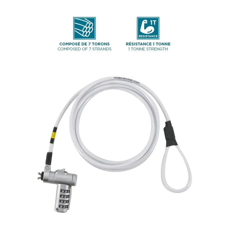 Image of Mobilis Mobilis 001379 cable lock White 1.8 m 001379