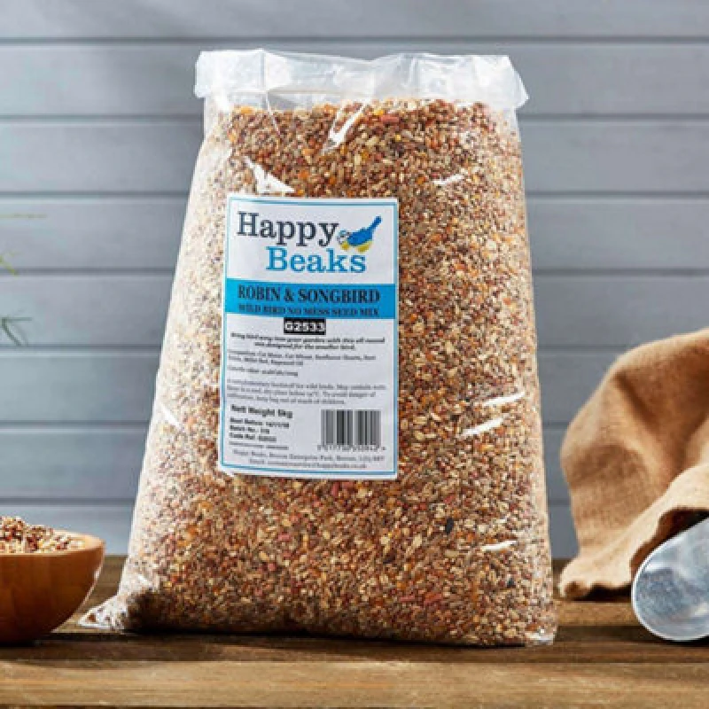 Image of Garden Gear Robin & Songbird Seed Mix Wild Bird All Season Premium No Mess Bird Food By Happy Beaks (25.5Kg)