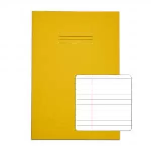 Image of RHINO A4 Exercise Book 32 Pages 16 Leaf Yellow 8mm Lined with Margin