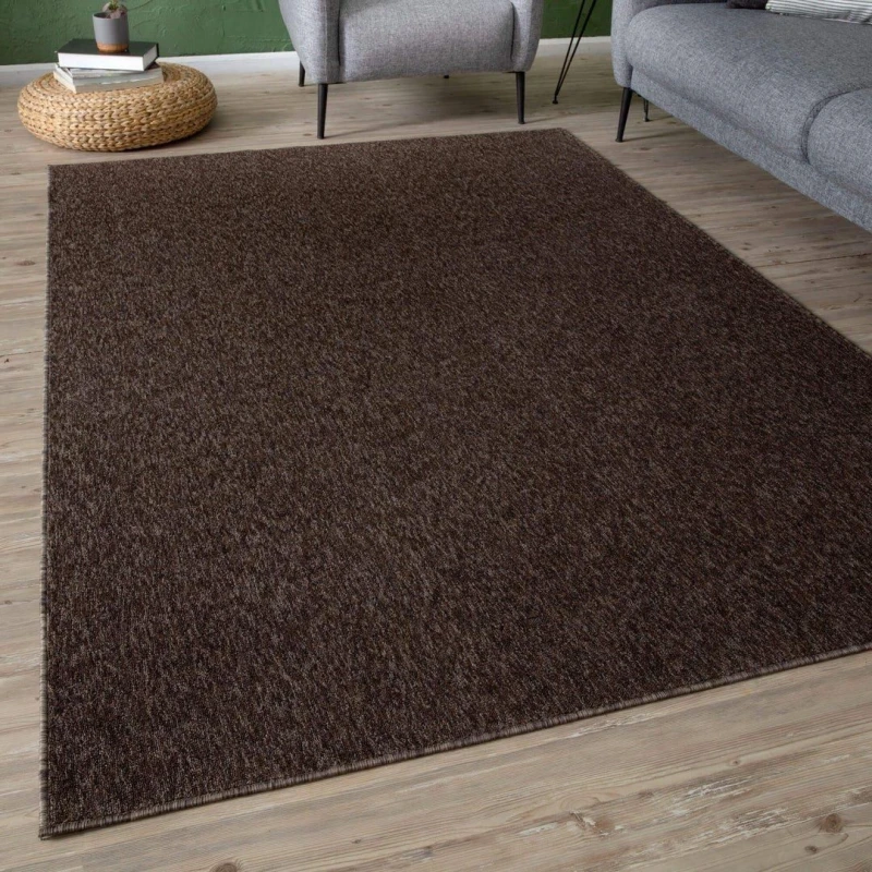 Image of THE RUGS Flex Collection Solid Design Low Pile Living Room Rugs in Brown 1000B Size: 140cm x 200cm Brown Unisex 140cm x 200 cm