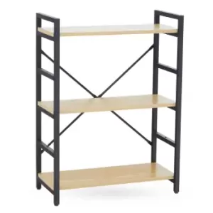 Image of Interiors By PH 3 Tier Shelf Unit Light Yellow Pomelo Veneer Black Frame