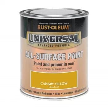 image of Rust-Oleum Universal All Surface Gloss Paint & Primer - Canary Yellow - 250ml