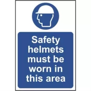 image of Safety Helmets Must Be Worn In This Area Sign - RPVC (400 x 600mm)