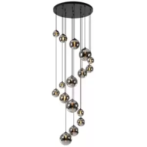 image of Luminosa Marshall Ceiling Pendant, 16 Light G9, Satin Black, Chrome Plated Glass