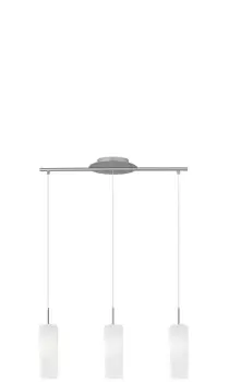 Image of Pendant Light Colour Satin Nickel Shade White Painted Satin Glass Bulb E27 3x60W