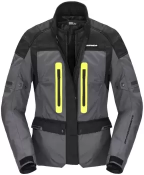 Image of Spidi Traveler 3 H2Out Ladies Motorcycle Textile Jacket, black-grey-yellow, Size L for Women, black-grey-yellow, Size L for Women