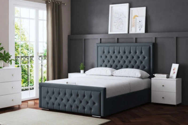 Image of DS LIVING Allegra Steel Upholstered Bed Small Single AM_HILTON_SSIN_ST