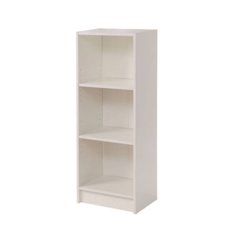 Image of Timber Art Design White Bookcase 3 Tier Narrow Shelving Storage Unit Living Room Bedroom