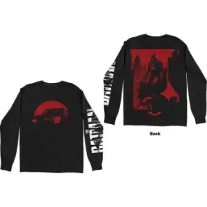 Image of DC Comics - The Batman Red Car & Figure Unisex Large Long Sleeved T-Shirt - Black