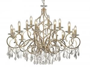 Image of IL30312+6 Ceiling Pendant Chandelier 18 Light E14 French Gold, Crystal