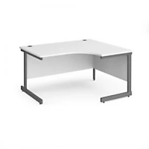 image of Dams International Right Hand Ergonomic Desk with White MFC Top and Graphite Frame Cantilever Legs Contract 25 1400 x 1200 x 725 mm