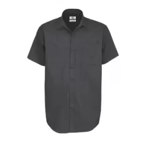 Image of B&C Mens Sharp Twill Short Sleeve Shirt / Mens Shirts (S) (Dark Grey)