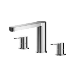 Nuie Arvan Deck Mounted 3 Tap Hole Bath Filler - Chrome