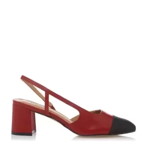 Dune Red Leather 'Crofts' Mid Block Heel Slingbacks - 3