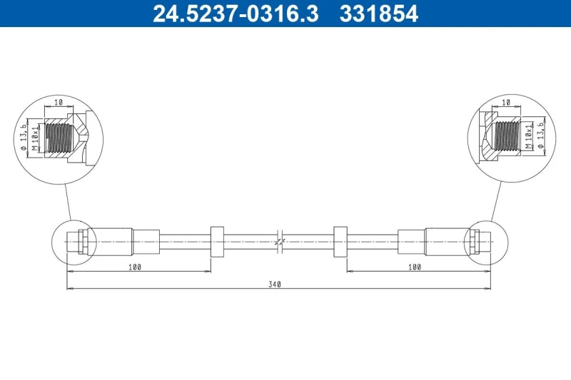Image of ATE 24.5237-0316.3 Brake Hose Brake Hose (83)