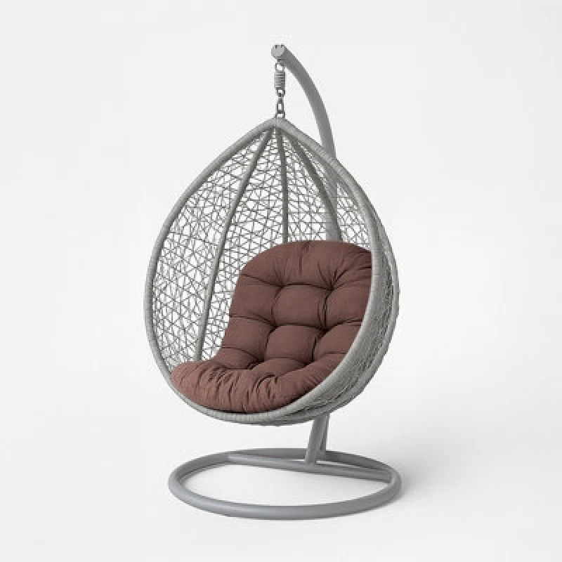 Image of Homescapes Hanging Swing Chair Cushions For Garden, Outdoor Egg Chair Seat Pad Cushions, Chocolate Brown, 80 X 120 Cm