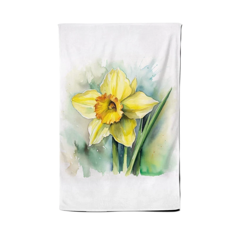 Image of Warren Reed - Designer Watercolour Daffodil Tea Towel Multicolor Unisex