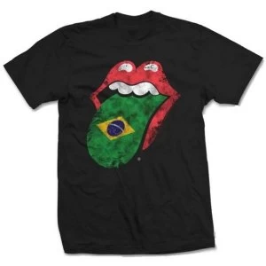 Image of The Rolling Stones - Brazil Tongue Unisex Large T-Shirt - Black