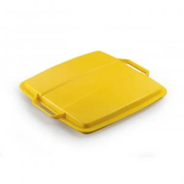 DURABIN Plastic Waste Bin 90 Litre Square Black with Yellow Lid - EXR28489DR