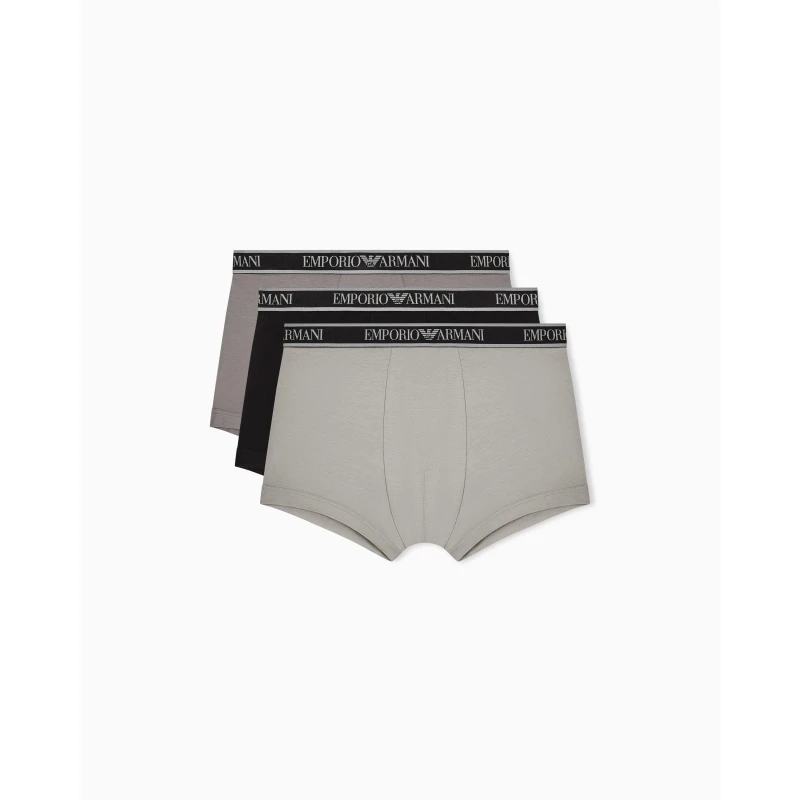 Image of Emporio Armani Mens Core Logo Boxers 3 Pack Black/Grey male X Large