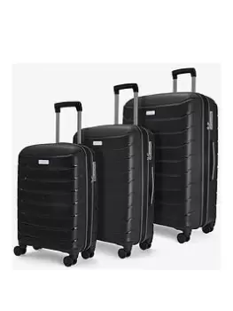 Rock Luggage Prime UYVJP 8 Wheel Black Suitcase 3Pcs Set