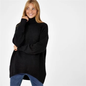 image of Jack Wills Roll Neck Knitted Jumper - Black