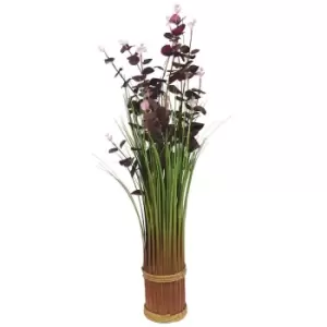 image of 70cm LED Light Up Faux Eucalyptus Violet Bouquet Indoor Home - Purple - Smart Garden