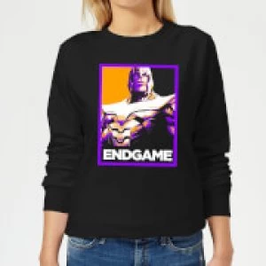 Image of Avengers Endgame Thanos Poster Womens Sweatshirt - Black