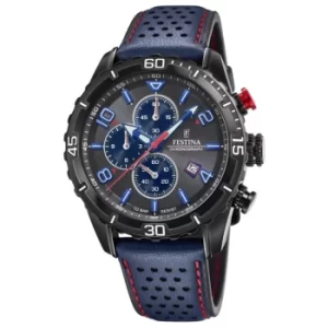 Image of Festina F20519-3 Men's Chronograph Grey Dial Blue Leather Strap W