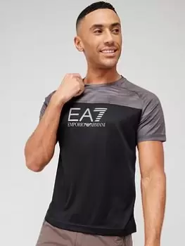 image of EA7 Emporio Armani Ventus Block Training T-Shirt - Black, Size 2XL, Men