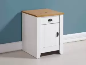 Image of Seconique Ludlow White and Oak 1 Door 1 Drawer Bedside Table
