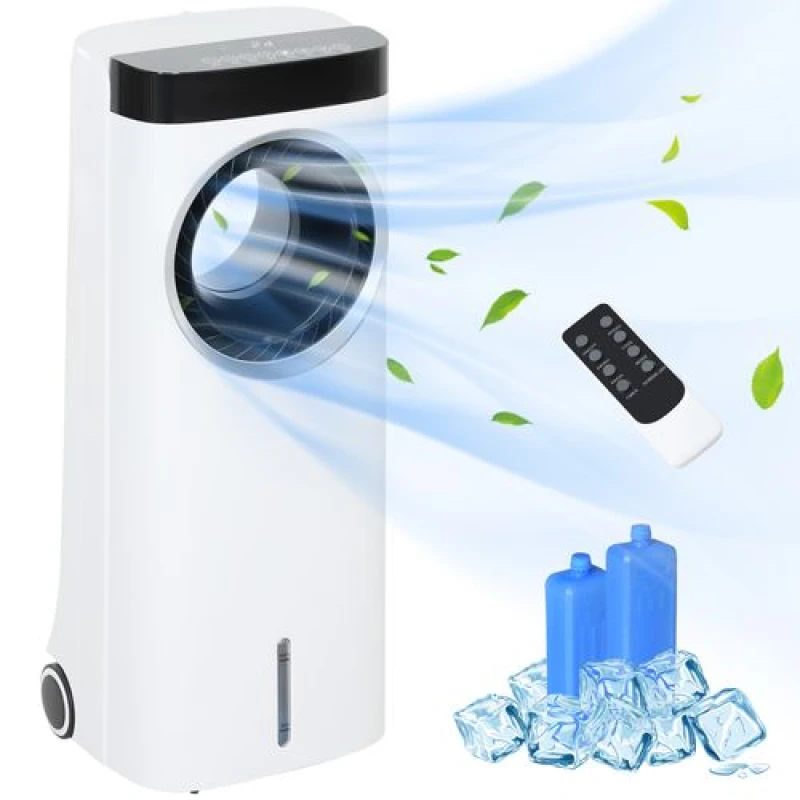 Image of HOMCOM Bladeless Evaporative Air Cooler, 6.5L Fan, Humidifier & Air Clean White