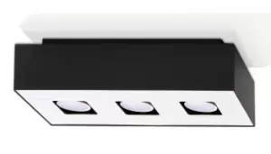 Image of Mono 3 Light Flush Ceiling Light Black & White, GU10