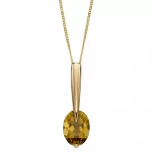 image of 9ct Yellow Gold Olive Quartz Long Drop Pendant GP2290G