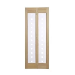 image of 2 Panel Clear Pine Glazed Internal Bi Fold Door H1981mm W762mm