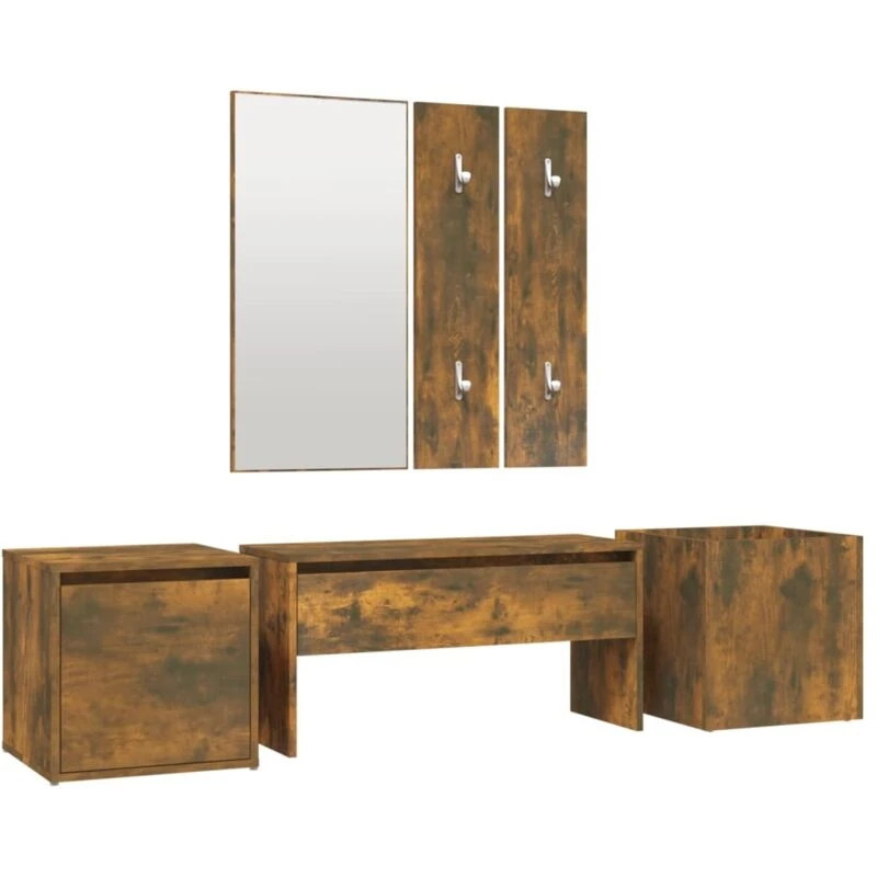 Image of VIDAXL Hallway Furniture Set Smoked Oak Engineered Wood Vidaxl 8720287155522